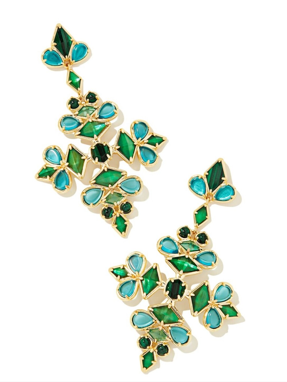 Kendra Scott Kinsley Statement Earrings green turquoise gold chandelier new NWT